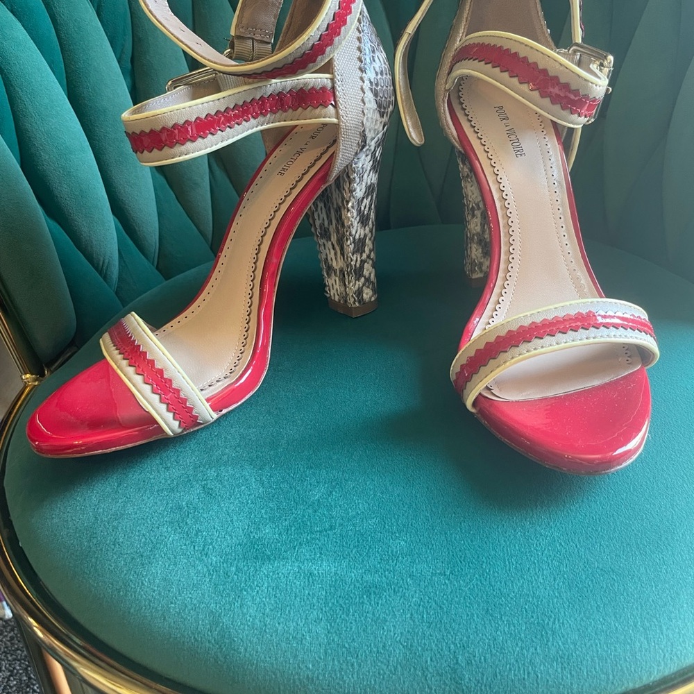 Proenza Schouler Red and Cream Stiletto Heels